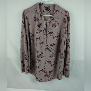 Hilary Radley Floral Blouse in Mauve and Purple